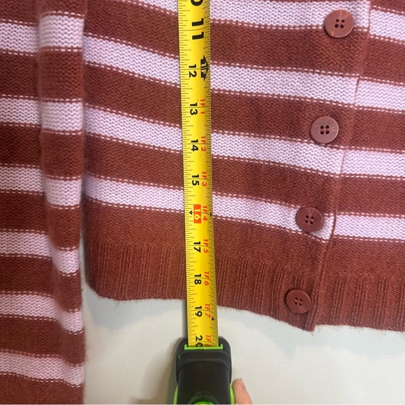 Maeve Anthropologie Cashmere Cropped Cardigan Sweater Striped Purple Brown XS - Picture 8 of 8